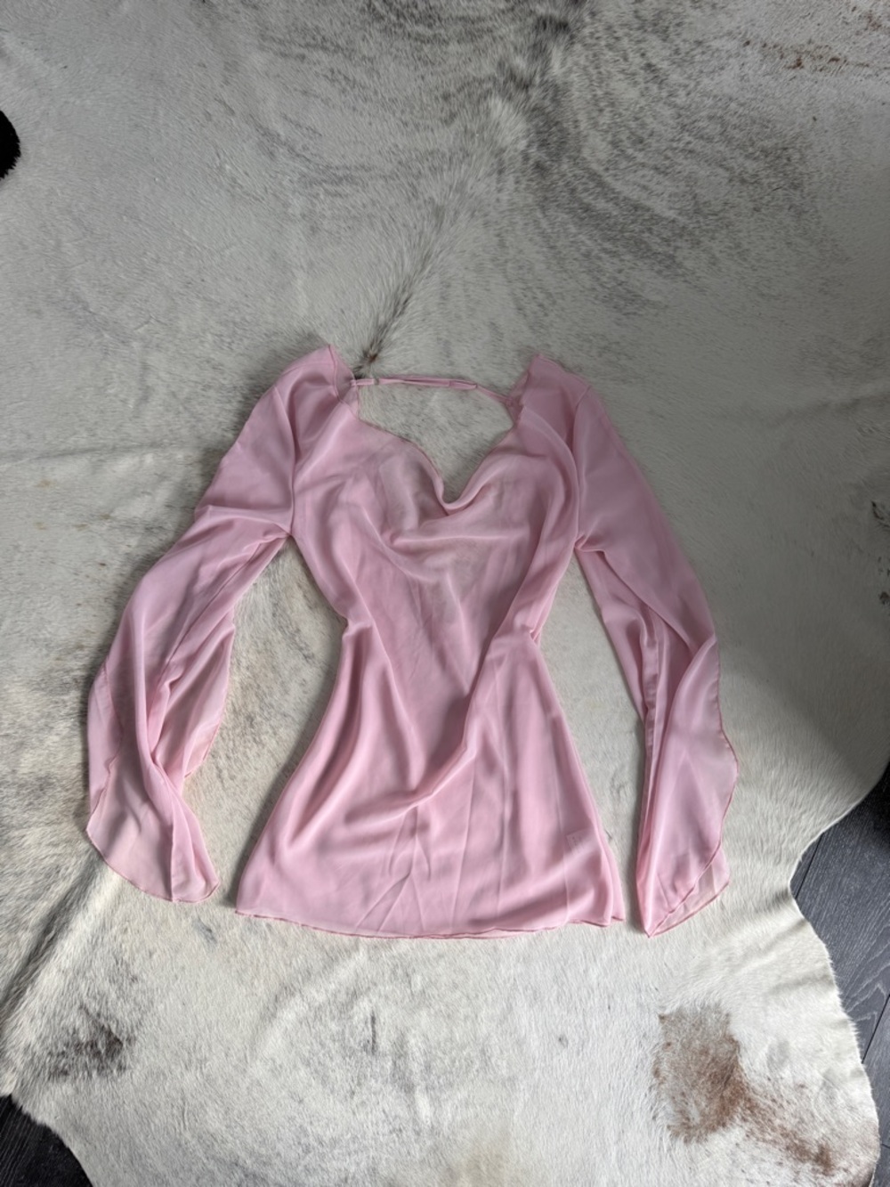 Sheer pink bikini cover up